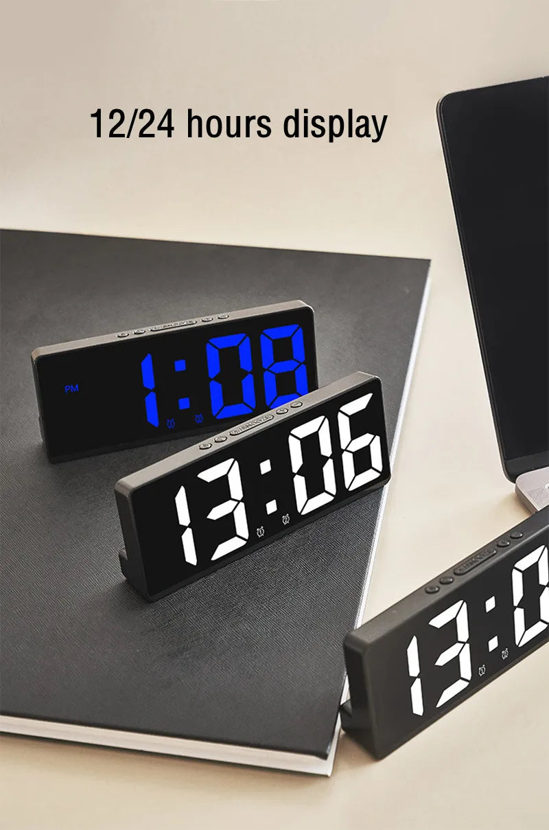 Acrylic/Mirror Digital Alarm Clock Voice Control Snooze Night Mode Table Clock 12/24H Anti-disturb Funtion Electronic LED Clock