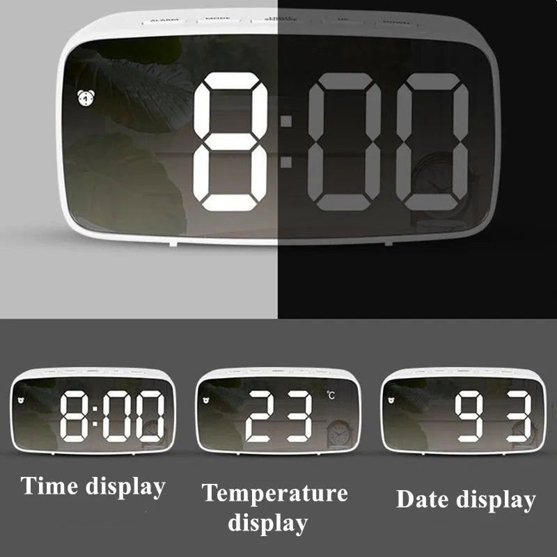 Acrylic/Mirror Digital Alarm Clock Voice Control Snooze Night Mode Table Clock 12/24H Anti-disturb Funtion Electronic LED Clock