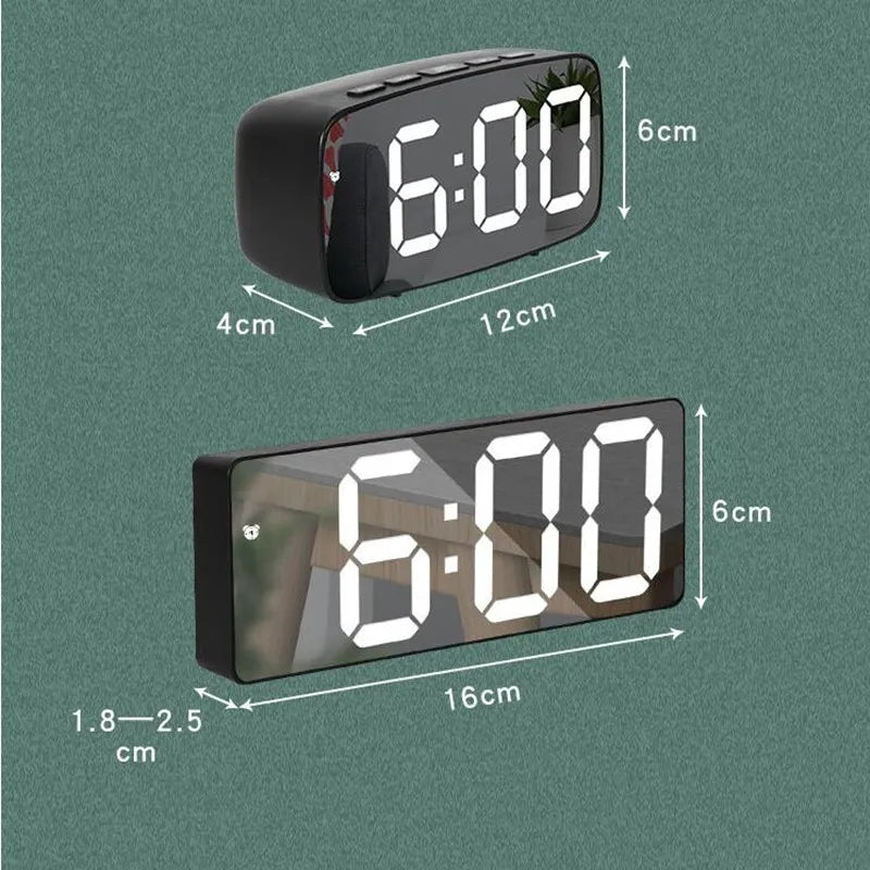 Acrylic/Mirror Digital Alarm Clock Voice Control Snooze Night Mode Table Clock 12/24H Anti-disturb Funtion Electronic LED Clock