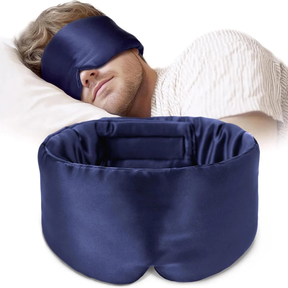 Silk Sleep Mask Soft Pressureless Sleeping Mask 100% Mulberry Silk for Eye Skin Anti Wrinkles,Adjustable Wide Velcro Ear Cover