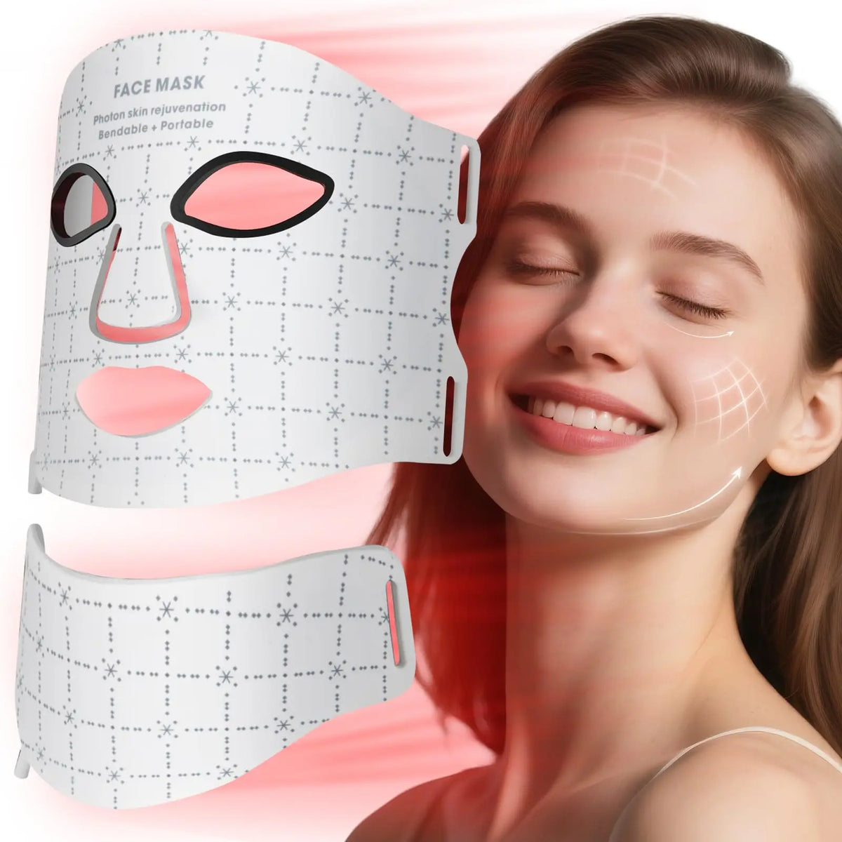 Portable 7 Colors Led Face Mask Skin Care Beauty Device Red Light Therapy Mask USB Rechargeable and Ergonomic Design for Home