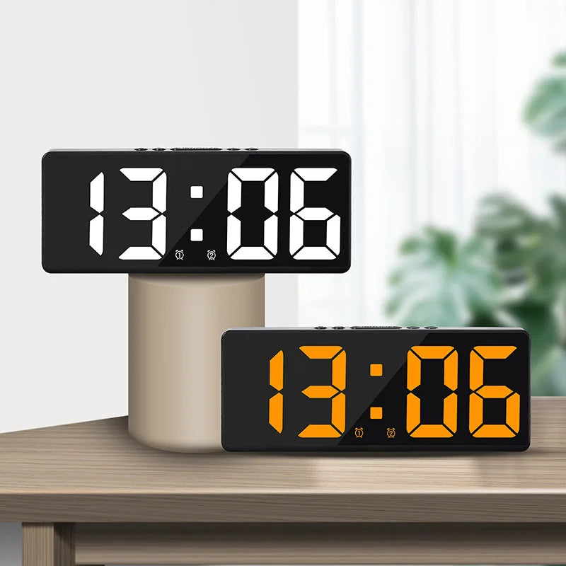 Acrylic/Mirror Digital Alarm Clock Voice Control Snooze Night Mode Table Clock 12/24H Anti-disturb Funtion Electronic LED Clock